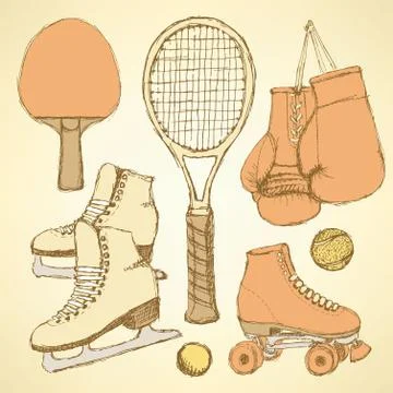 Sketch sport equipment Stock Illustration