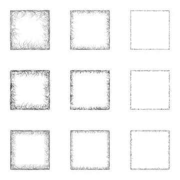 Sketch square design element set Stock Illustration