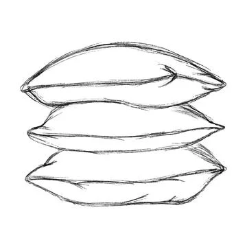 Sketch of stack of white pillow isolated on white 스톡 일러스트
