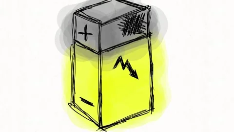 Sketch-Style Battery Power Icon Animation with Energy Indicator Stock Footage 341863449