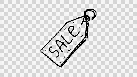 Sketch style icon. Hand-drawn animated a discount includes alpha channel Stock Footage 145977743