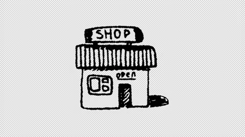 Sketch style icon. Hand-drawn animated store includes alpha channel Stock Footage 145977763