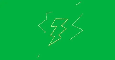 Sketch-style lightning bolt hovering over transparent field, accenting tech with Stock Footage 317594881