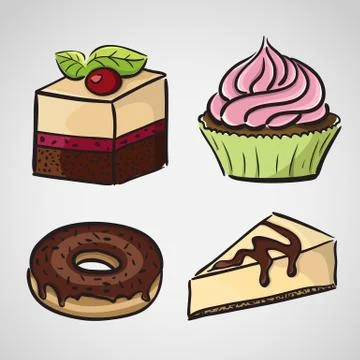 Sketch style sweets Stock Illustration