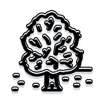 Sketch style tree with falling leaves Ilustración de archivo