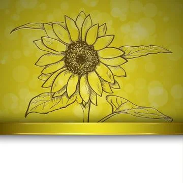 Sketch  sunflower background Stock Illustration