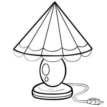 Sketch of a table lamp, night light, coloring, isolated object on white backg 스톡 일러스트