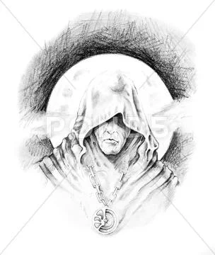 Sketch of tattoo art, magician Stock Illustration