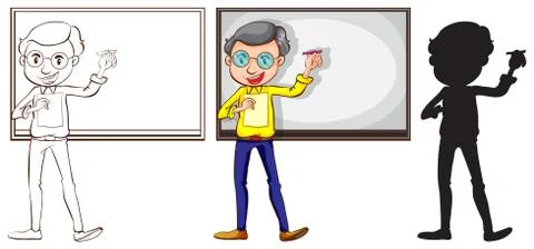 Sketch of a teacher in three different colors Stock Illustration