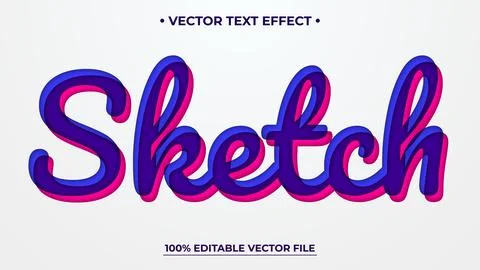 Sketch text effect on whiteboard Editable font whiteboard marker style Stock Illustration