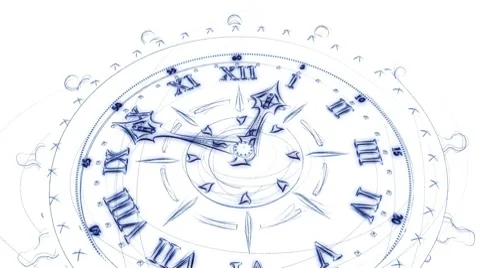 Sketch Of Time-Lapse Clock - Clock 18 (HD) Stock Footage 7757738