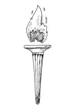Sketch of torch isolated on a white background. Vector Stock Illustration
