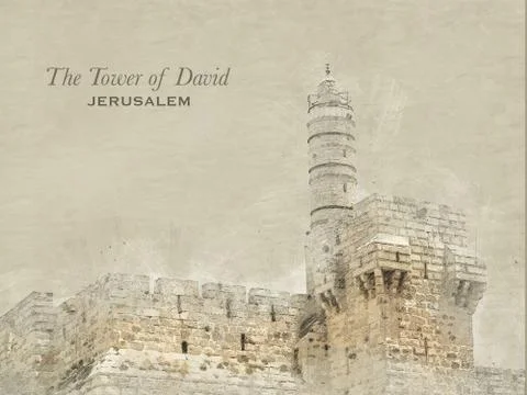 Sketch, Tower of David, Jerusalem Stock Illustration