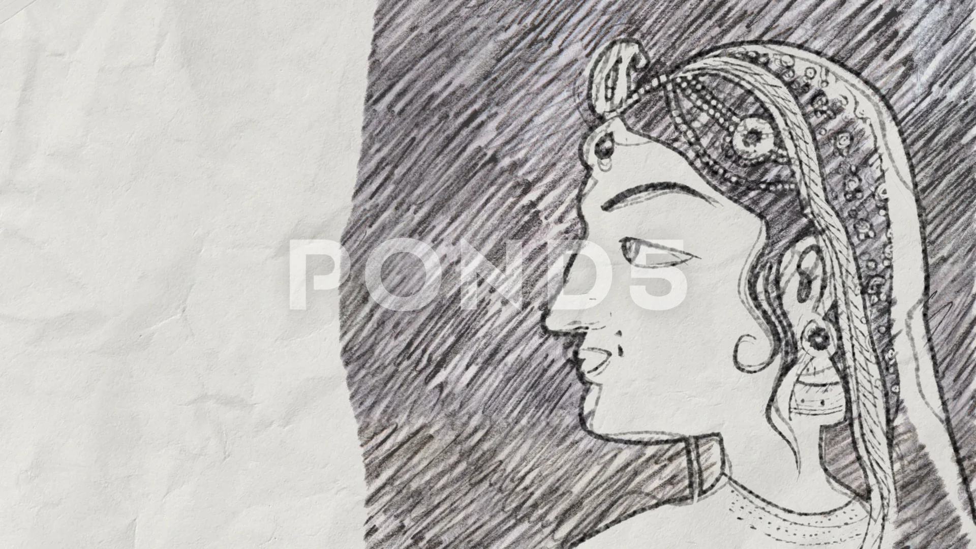 Indian Woman Wearing Sareepencil Art Stock Illustration 1610985109 |  Shutterstock