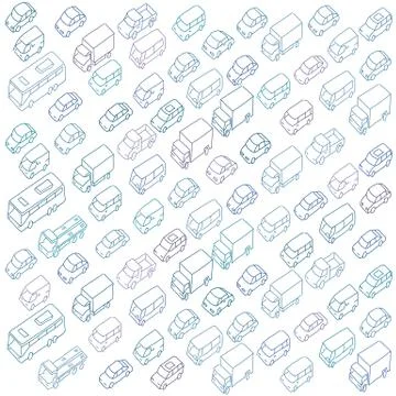 Sketch traffic jam car plug transport highway. Hand drawn black line Stock Illustration