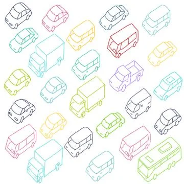 Sketch traffic jam car plug transport highway. Hand drawn color version line Stock Illustration