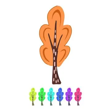 Sketch tree doodle flat vector cartoon graphic イラスト素材