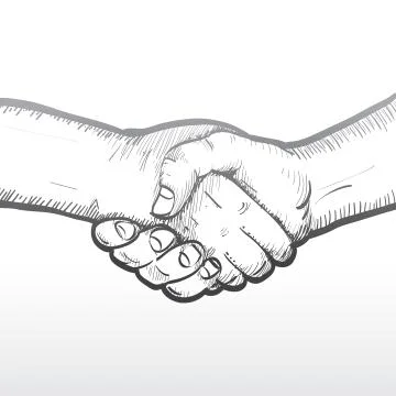 Sketch of two shaking hands Stock Illustration