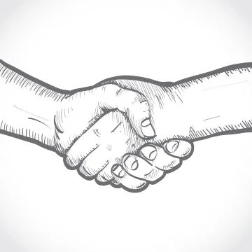 Sketch of two shaking hands Stock Illustration