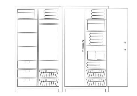 Sketch of two wardrobes Stock Illustration