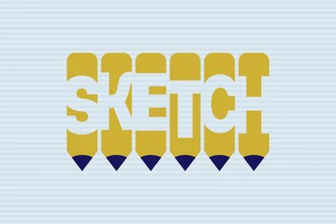 Sketch typography negative space word vector illustration. Stock Illustration