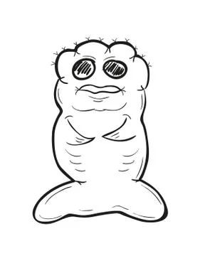 Sketch of the ugly fish creature Stock Illustration