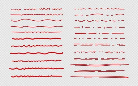 Sketch underline. Red scribble stroke, borders and marks. Brush ink doodles for Stockillustratie