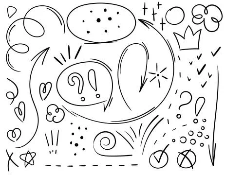 Sketch underlining, accent, arrow shape set. Hand drawn brush stroke, speec.. Stock Illustration