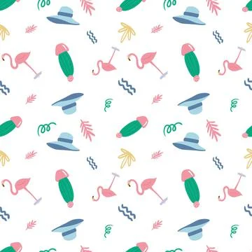 Sketch of a unique flamingo with other objects Stock Illustration