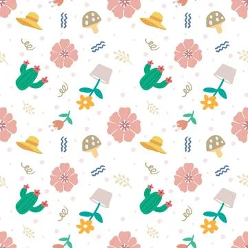 Sketch of a unique flowers with other objects Illustrazione stock