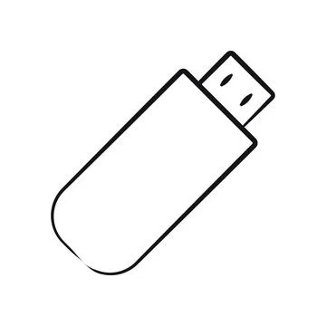 Sketch of USB flash drives isolated. Contour technologies. Linear office Stock Illustration
