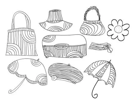 Sketch vector accessories set Stock Illustration