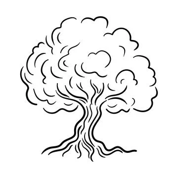 A sketch vector illustration of a tree, showcasing intricate details in its Stock Illustration