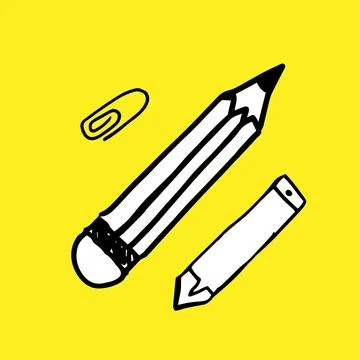 Sketch vector pencil in doodle style isolated yellow Stock Illustration