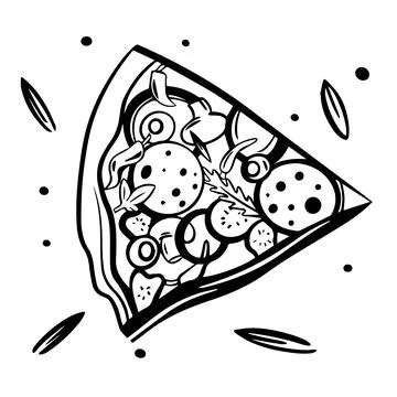 Sketch Vector Pizza slice hand drawing. Pizza illustration Stock Illustration