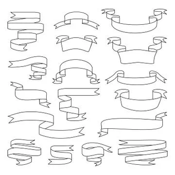 Sketch vector ribbon set. Banner isolated shapes Illustrazione stock