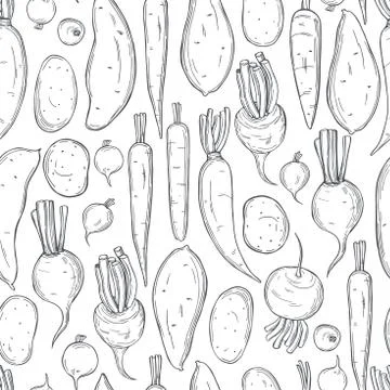 Sketch vegetables. Vector pattern. Stock Illustration
