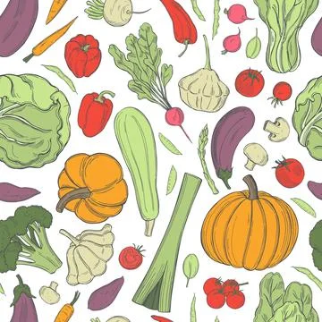 Sketch vegetables. Vector  pattern. Stock Illustration