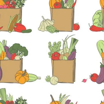 Sketch vegetables. Vector  pattern. Stock Illustration