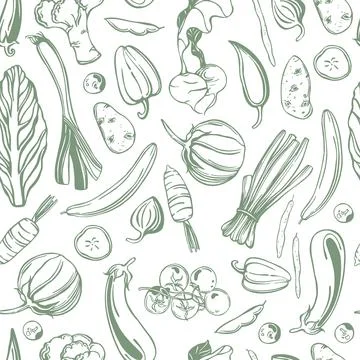 Sketch vegetables.  Vector  pattern. Stock Illustration