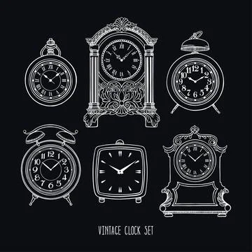 Sketch vintage clock Stock Illustration