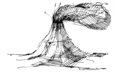 Sketch of volcano Stock Illustration