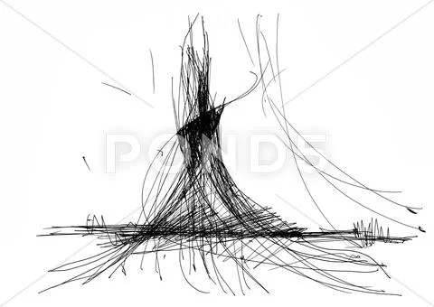 Sketch of volcano Stock Illustration