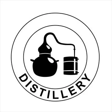 Sketch of a wax impression of the distillery. Copper alambic. Icon. Blank for Stock Illustration