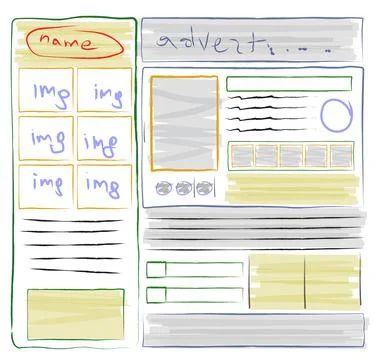 Sketch of website planning and design, illustration Illustrazione stock