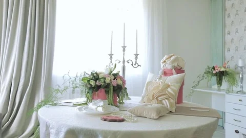 Sketch wedding decoration on the table Stock Footage 74228357