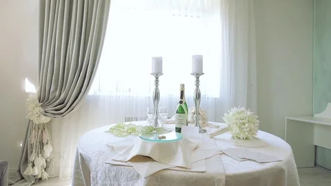 Sketch wedding decoration on the table, while Stock Footage 74228047