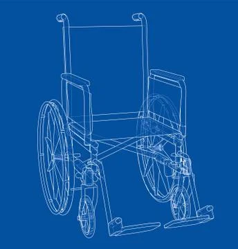 Sketch of wheelchair. Vector Illustrazione stock