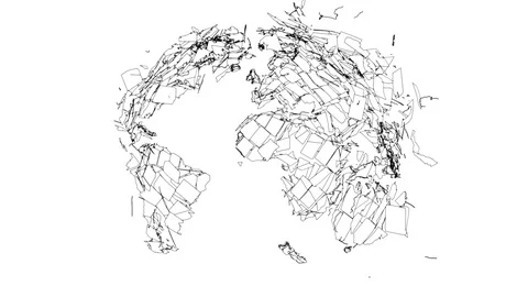 Sketch of whole earth globe explodes and falls into pieces - on white (FULL HD) Vídeos de archivo 97837801