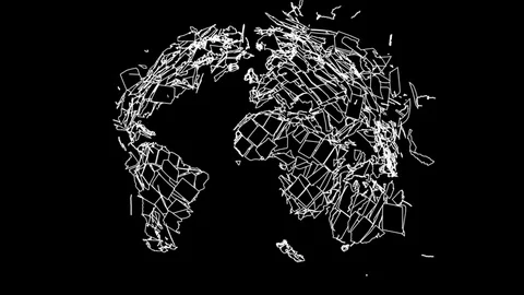 Sketch of whole earth globe explodes and falls into pieces - on black (FULL HD) Vídeos de archivo 97838218